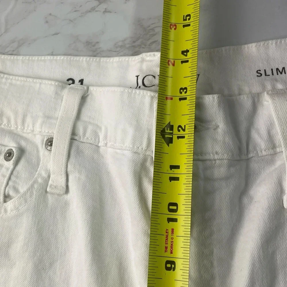 J Crew Womens High Rise White Slim Wide Leg Jean Size 31 New